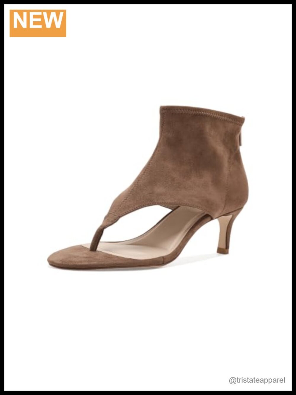 Suede Slide Sandals Kitten Heel Open Toe Zip Back Comfort